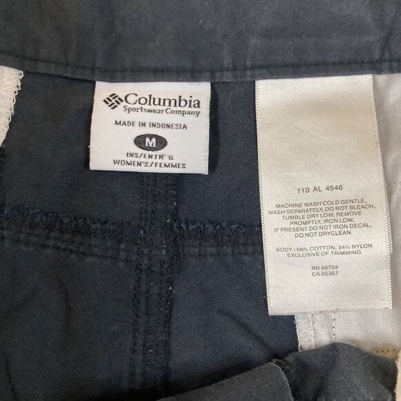 Womens Columbia Nylon Shorts Zip Pockets Tie Waist Black M Cotton Nylon - Picture 6 of 6